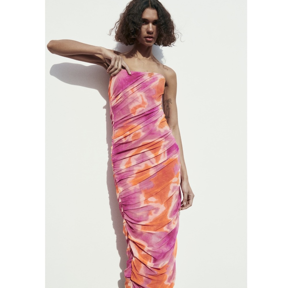 Zara PRINT DRESS WITH TULLE - Picture 4 of 16